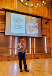 Community members learn about wolves during CPW meeting