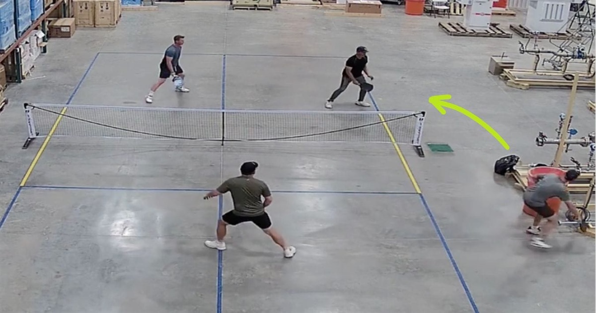 Bossman crosses the line in warehouse pickleball game