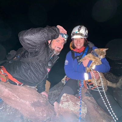 Climber on being rescued from Boulder’s Flatirons with his adventure cat:...