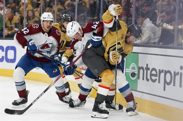 Avalanche blows three-goal lead, loses in overtime to defending champion Vegas