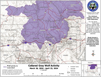 April Colorado Parks and Wildlife wolf map shows new activity in the Front Range