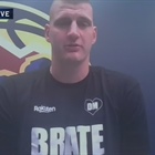 Why was Nikola Jokic wearing a shirt that says 'brate' during his MVP interview?