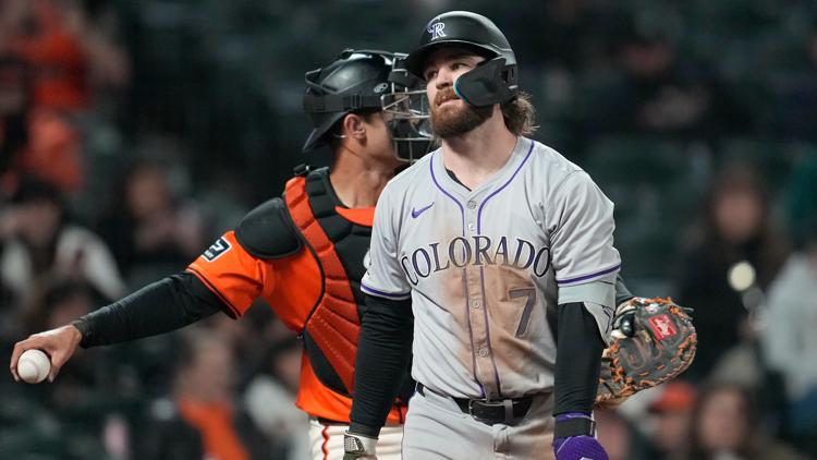 Rockies' win streak snapped in loss to Giants