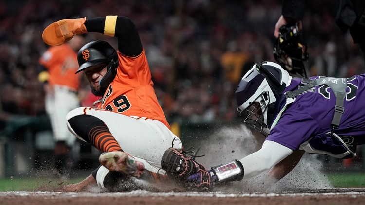 Giants come back twice to beat Rockies 9-8