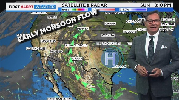 Monsoonal moisture shows up for the end of June