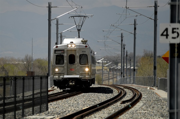 Bicyclist hospitalized after crash with RTD train in Aurora