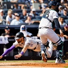 Jake Cave drives in 3 runs as Rockies beat Yankees 9-2; Aaron Judge’s consecutive game HR streak ends