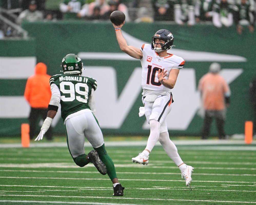 WATCH: Broncos QB Bo Nix throws 1st NFL touchdown pass, an 8-yard strike to Courtland Sutton vs. Jets