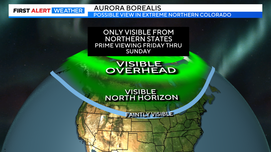 Northern lights will be visible in extreme northern Colorado