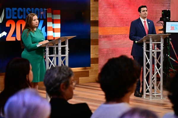 Yadira Caraveo, Gabe Evans spar over immigration in first congressional debate