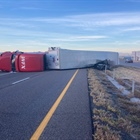 Tipped semi closes eastbound I-76 through Commerce City