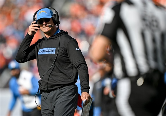 Chargers coach Jim Harbaugh’s heart scare at Empower Field didn’t just...