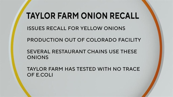 Taylor Farm issues recall for onions produced out of Colorado facility