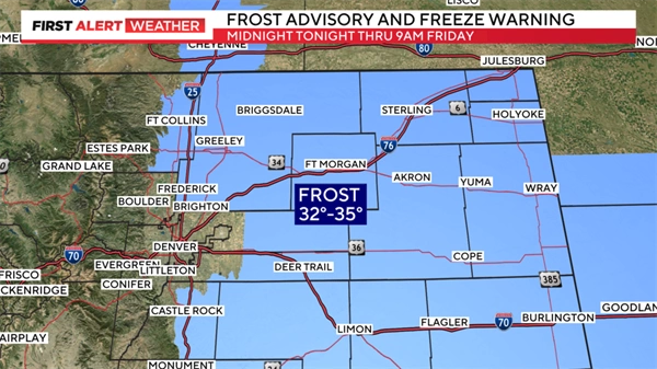 A frost advisory is going into effect in parts of Colorado Thursday night into Friday morning. Find out where.