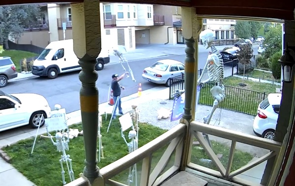 Widely shared video shows political Halloween display destroyed by passerby...