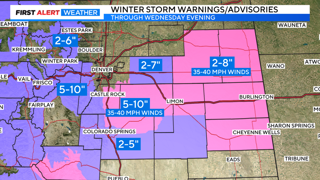 Colorado snowstorm will hit the Wednesday morning drive