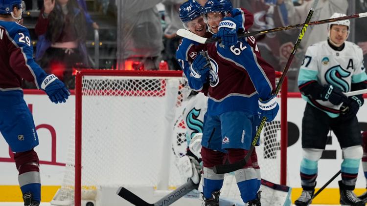 Lehkonen scores go-ahead goal in return from injury as Avalanche beat Kraken 6-3