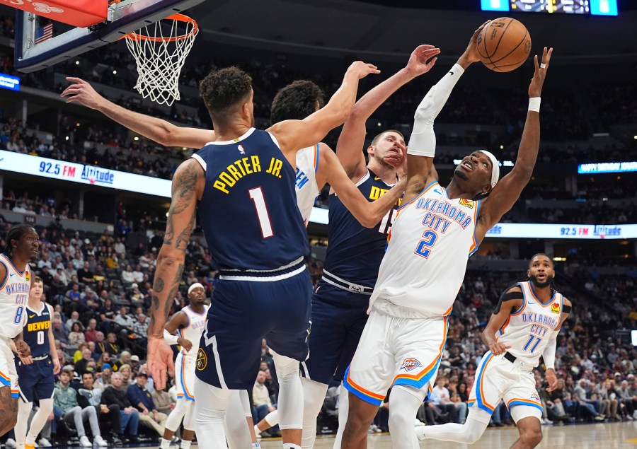 Watson seals 124-122 win for Nuggets with blocked shot in final second, handing Thunder 1st loss