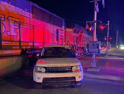 SUV hit by train in Commerce City after getting stuck on tracks