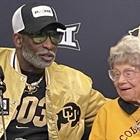 Colorado Buffaloes superfan Miss Peggy celebrates her 100th birthday with Deion Sanders