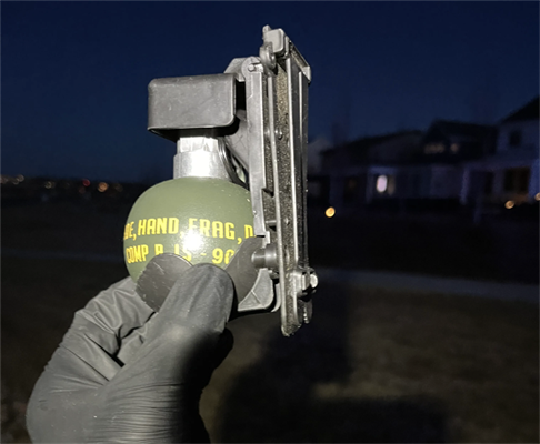Colorado: Douglas County Arrests 2, finds hand grenade / bomb on traffic stop